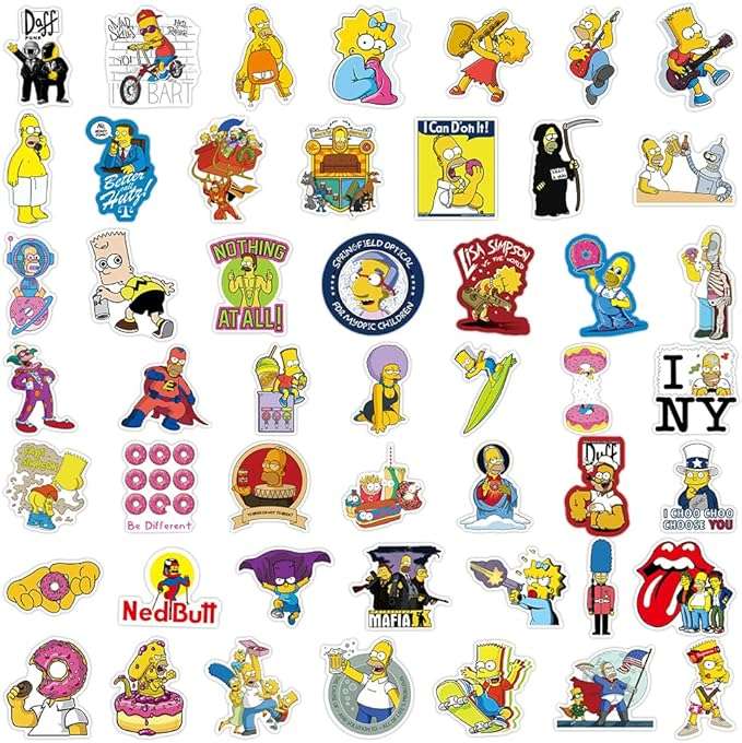 SPRINGFIELD STREET ART | 50pc The Simpsons Waterproof Stickers
