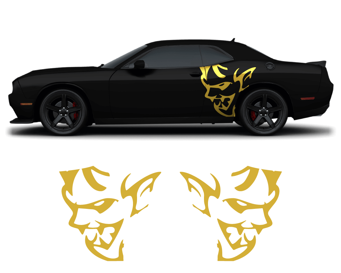 Dodge Challenger Demon Side Graphics – Premium OEM Style (2011–2022) – 2-Piece Vinyl Kit
