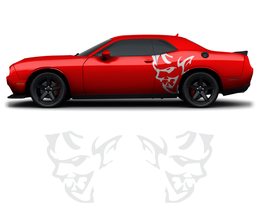 Dodge Challenger Demon Side Graphics – Premium OEM Style (2011–2022) – 2-Piece Vinyl Kit