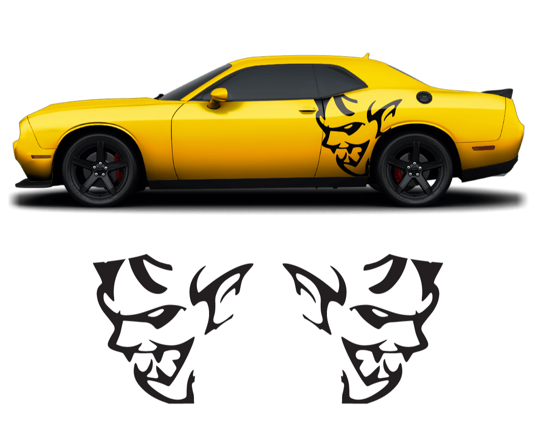 Dodge Challenger Demon Side Graphics – Premium OEM Style (2011–2022) – 2-Piece Vinyl Kit