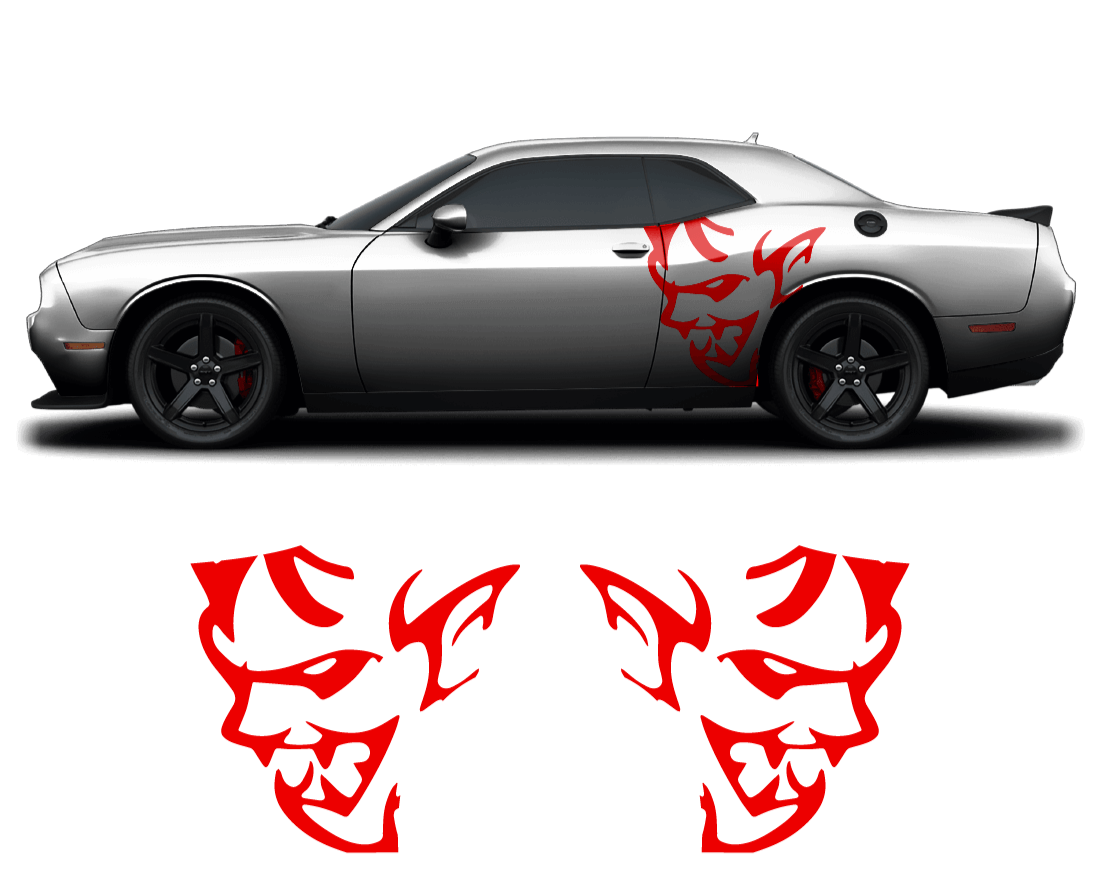 Dodge Challenger Demon Side Graphics – Premium OEM Style (2011–2022) – 2-Piece Vinyl Kit