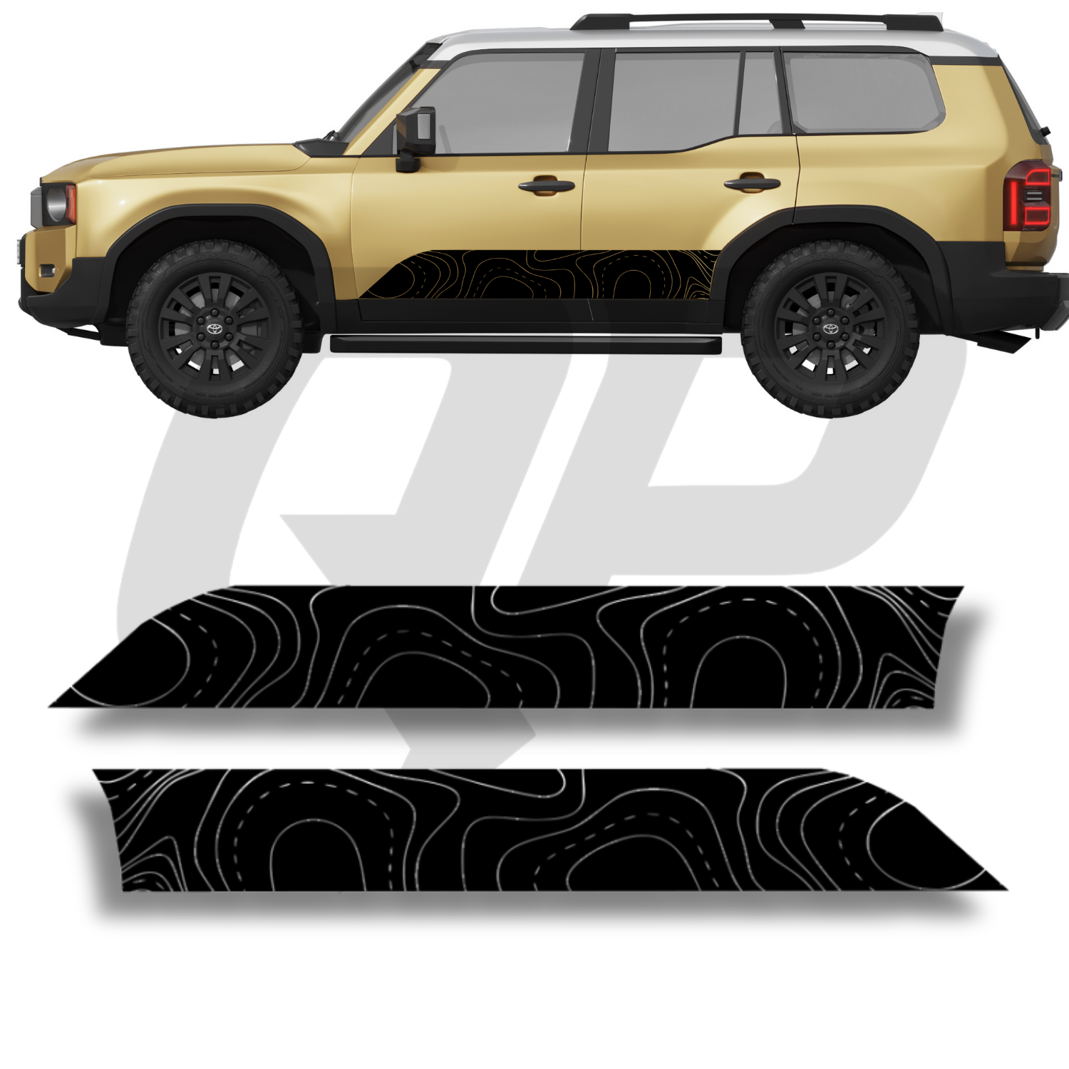 2024+ Toyota Land Cruiser 250 Lower Door Side Topography Decal Graphic Kit