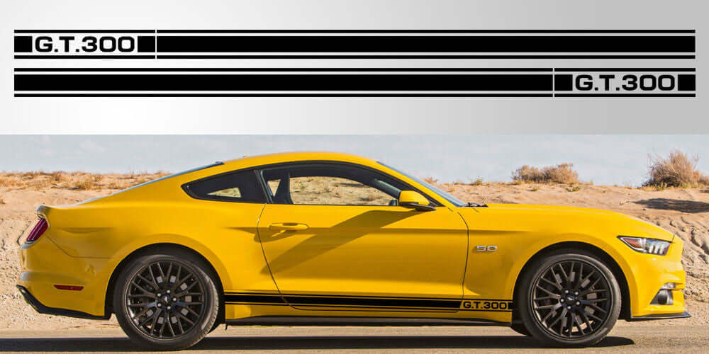 Mustang GT 300 Triple Stripe Vinyl Decal